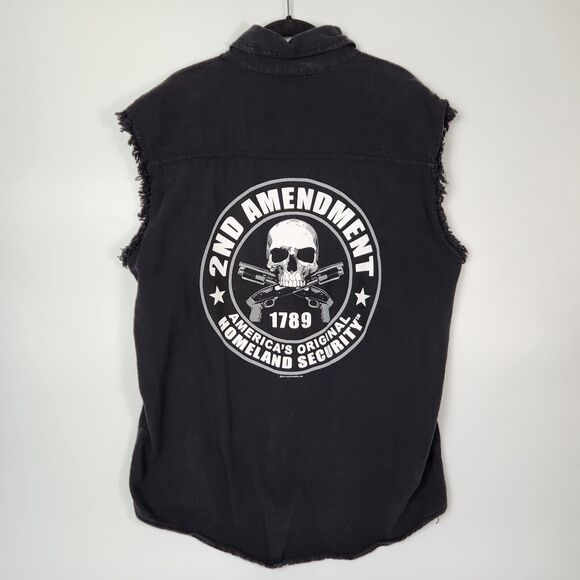 Motorcycle Shirt Mens L 2nd Amendment Bikercore Punk Grunge Rebel Edgy Rugged - Picture 5 of 10